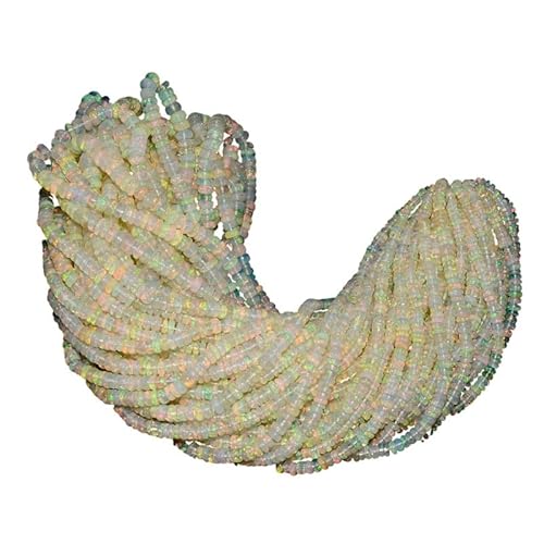 AAA+ Äthiopischer Welo-Opal-Edelstein, glatte 3,5–5 mm Rondelle-Perlen | Natürlicher äthiopischer Welo-Feueropal-Edelstein, lose Rondelle | 18-Zoll-Strang von INFINITY GEMS