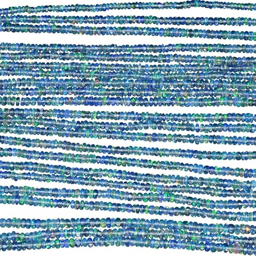 AAA+ Äthiopischer Welo Opal Feuer 3-4mm glatte Rondellperlen – Natürlicher äthiopischer Opal Edelsteinstrang – 16 Zoll Perlen zur Schmuckherstellung von INFINITY GEMS