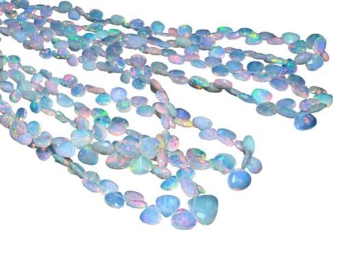 AAA+ Äthiopischer Welo Opal Feuer 4mm-7mm Herz Facettierte Briolette Perlen – Natürlicher Welo Opal Edelstein – 8 Zoll Strang zur Schmuckherstellung von INFINITY GEMS