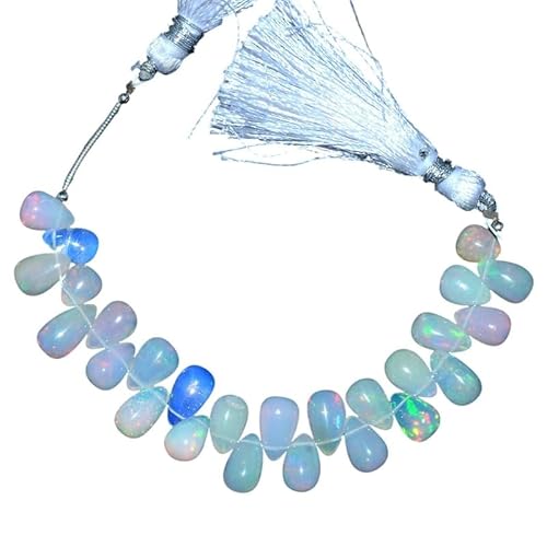 AAA+ Äthiopischer Welo-Opal-Feuer-Edelstein, 5 x 8 mm, Tropfen-Briolette-Perle | Natürlicher äthiopischer Welo-Feuer-Opal-Edelstein, lose, glatte Tropfenperlen, 10,2 cm Strang von INFINITY GEMS