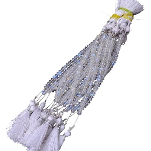 AAA+ Regenbogen-Mondstein-Edelstein, 5–6 mm, facettierte Rondelle-Perlen | 3,5-Zoll-Strang | Natürlicher blauer, feuerweißer Mondstein-Edelstein, lose Perlen von INFINITY GEMS