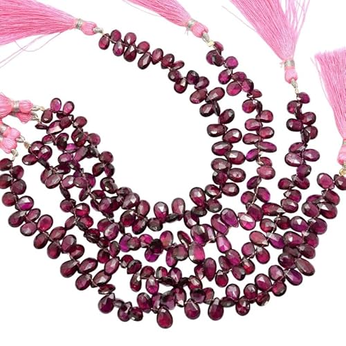 AAA+ Rhodolith-Granat 5x7mm-7x10mm Edelstein-Briolettperlen | 8-Zoll-Strang | Natürlicher Rhodolith-Halbedelstein, facettierte Perlen von INFINITY GEMS