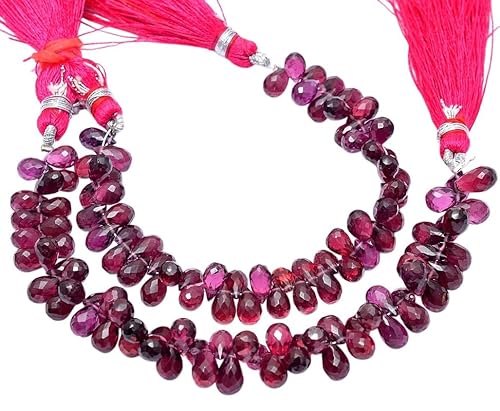 AAA+ Rhodolith-Granat-Edelstein, 6 x 4 mm – 7 x 5 mm, facettierte Briolette-Perlen in Tropfenform, 20,3 cm Strang, natürlicher Rhodolith-Halbedelstein, Tropfen von INFINITY GEMS
