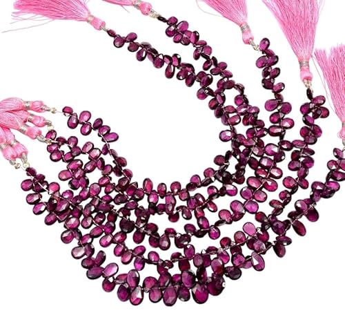 AAA+ Rhodolith-Granat-Edelstein, Birnen-Briolett | 7 x 5 mm Perlen, 8 Zoll Strang – 70 Karat | Natürlicher Rhodolith-Halbedelstein, facettierte Perlen AAA+ Rhodolith-Granat-Edelstein, Birnen-Briolett | 7 x 5 mm Perlen, 8 Zoll Strang – 70 Karat | Natürlicher Rhodolith-Halbedelstein, facettierte Perlen von INFINITY GEMS