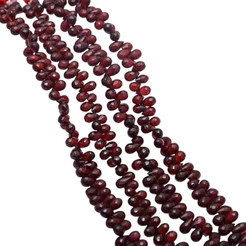 AAA+ Roter Granat Edelstein 6x4mm facettierte Tropfen lose Briolettes | 8-Zoll-Strang | Natürlicher roter Granat Halbedelstein lose Tropfenperlen AAA+ Roter Granat Edelstein 6x4mm facettierte Tropfen lose Briolettes | 8-Zoll-Strang | Natürlicher roter Granat Halbedelstein lose Tropfenperlen von INFINITY GEMS