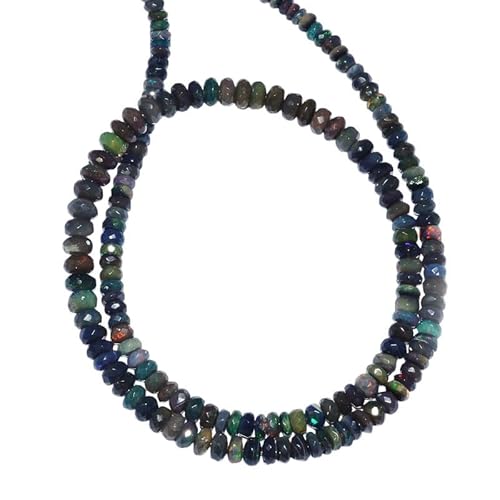 AAA+ Schwarzer äthiopischer Welo-Opal, Feuer, 3–5 mm, facettierte Rondellperlen – Natürlicher Edelsteinstrang, 16 Zoll zur Schmuckherstellung AAA+ Schwarzer äthiopischer Welo-Opal, Feuer, 3–5 mm, facettierte Rondellperlen – Natürlicher Edelsteinstrang, 16 Zoll zur Schmuckherstellung von INFINITY GEMS