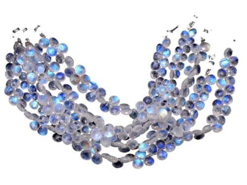 AAA+ Weißer Regenbogen Mondstein 7mm-8mm Facettiertes Herz Briolette ~ Natürlicher Blauer Feuermondstein Edelstein Lose Perlen für Schmuck ~ 8inch Strang AAA+ Weißer Regenbogen Mondstein 7mm-8mm Facettiertes Herz Briolette ~ Natürlicher Blauer Feuermondstein Edelstein Lose Perlen für Schmuck ~ 8inch Strang von INFINITY GEMS