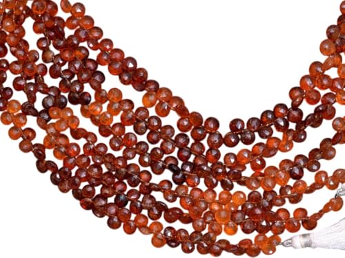 Hessonit-Granat-Edelstein, 6 mm, Herz-Briolette, facettierte Perlen | 8-Zoll-Strang | Seltene Multi-Hessonit-Granat-Halbedelstein-Brioletten Hessonit-Granat-Edelstein, 6 mm, Herz-Briolette, facettierte Perlen | 8-Zoll-Strang | Seltene Multi-Hessonit-Granat-Halbedelstein-Brioletten von INFINITY GEMS