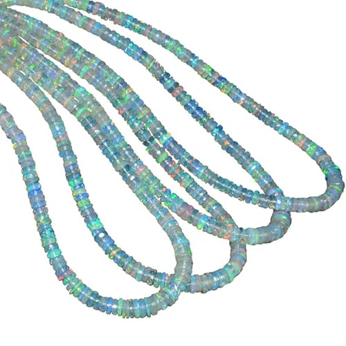 High Fire AAA+ äthiopischer Opal 4mm-6mm Heishi Facettierte Perlen | 8" Strang | Äthiopischer Welo Opal Edelstein Rad/Scheibe/Spacer Perlen von INFINITY GEMS