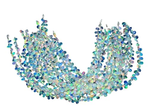 Natürliche AAA+ äthiopische Welo Opal Feuer 3x5mm Birnen glatte Briolette Perlen – Natürlicher Welo Opal Edelstein – 8 Zoll Strang zur Schmuckherstellung von INFINITY GEMS