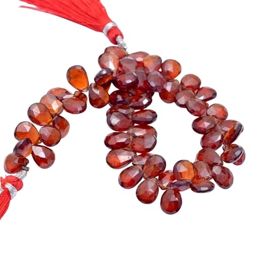 Natürlicher AAA+ Hessonit-Granat-Edelstein, 7 x 10 mm – 8 x 12 mm, facettierte Perlen im Birnen-Briolett-Stil, 18 cm Strang, seltener Hessonit-Granat-Edelstein, lose Perlen von INFINITY GEMS