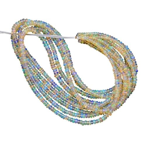 Natürlicher Edelstein AAA, äthiopischer Welo-Opal, Feuer, 3–4,5 mm, glatte Rondellperlen, 40,6 cm, Perlen zur Schmuckherstellung, Strang Natürlicher Edelstein AAA, äthiopischer Welo-Opal, Feuer, 3–4,5 mm, glatte Rondellperlen, 40,6 cm, Perlen zur Schmuckherstellung, Strang von INFINITY GEMS