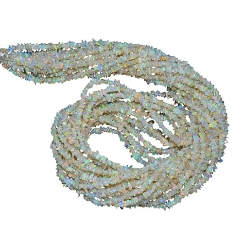 Natürlicher äthiopischer Opal-Edelstein, 4 mm, ungeschliffene Chips-Perlen | 34-Zoll-Strang | Natürlicher Welo-Opal, Feuer-Halbedelstein, glatte Chips-Nuggets von INFINITY GEMS