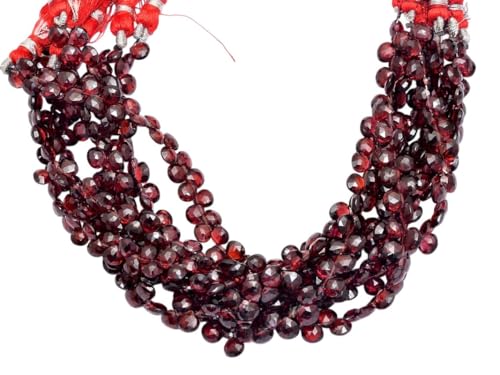 Natürlicher roter Granat aus Mosambik, 5–6 mm, Herz-Edelstein-Briolette-Perlen | 8-Zoll-Strang | Natürlicher AAA-Granat, Halbedelstein, facettierte Briolettes Natürlicher roter Granat aus Mosambik, 5–6 mm, Herz-Edelstein-Briolette-Perlen | 8-Zoll-Strang | Natürlicher AAA-Granat, Halbedelstein, facettierte Briolettes von INFINITY GEMS