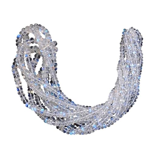 Regenbogen-Mondstein, blaue Feuerperlen, glatte Perlen | Edelstein 4 mm – 6 mm, abgestufte Rondellen, 16 Zoll Strang | Mondstein, Halbedelstein, lose Perlen Regenbogen-Mondstein, blaue Feuerperlen, glatte Perlen | Edelstein 4 mm – 6 mm, abgestufte Rondellen, 16 Zoll Strang | Mondstein, Halbedelstein, lose Perlen von INFINITY GEMS