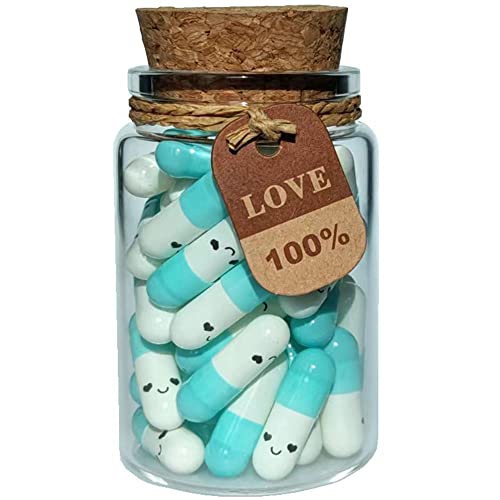 INFMETRY Vorgeschriebene Buchstaben in Kapsel für Fernbeziehungen, Valentinstagsgeschenke für Sie und Ihn (hellblau, 50 Stück) von INFMETRY