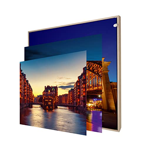 INFORMA LED Bilderrahmen in Holz Optik, 3 Wechsel Bilderrahmenbezüge Thema deutsche Städte, Rahmenlos, 50 x 50 cm, 27 LEDs, austauschbare Motive mit UV Direktdruck INFORMA LED Bilderrahmen in Holz Optik, 3 Wechsel Bilderrahmenbezüge Thema deutsche Städte, Rahmenlos, 50 x 50 cm, 27 LEDs, austauschbare Motive mit UV Direktdruck von INFORMA