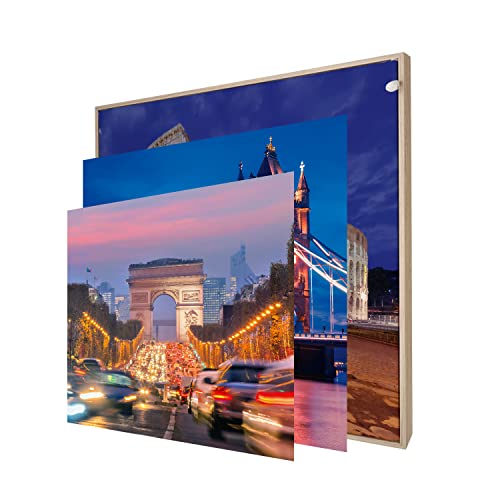 INFORMA LED Bilderrahmen in Holz Optik, 3 Wechsel Bilderrahmenbezüge Thema europäische Städte, Rahmenlos, 50 x 50 cm, 27 LEDs, austauschbare Motive mit UV Direktdruck INFORMA LED Bilderrahmen in Holz Optik, 3 Wechsel Bilderrahmenbezüge Thema europäische Städte, Rahmenlos, 50 x 50 cm, 27 LEDs, austauschbare Motive mit UV Direktdruck von INFORMA