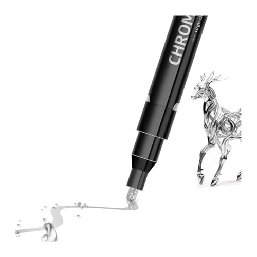 INFRI Chrom-Spiegel-Marker, 2 mm, reflektierende Lackstifte, permanent, Gold, Silber, Kupfer, Markierung (Schwarz, Silber, 1 Stück) von INFRI