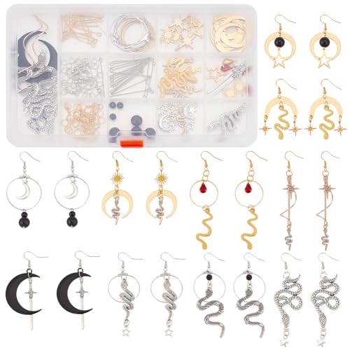 INFUNLY 1 Box Mit 10 Paaren DIY Set Zum Basteln von Schlangenohrringen. Set Zum Basteln von Gold Und Silberohrringen. Set Zum Basteln von Baumelnden Ohrringen Mit Kristallen Sternen Und Mond. 10 Stil INFUNLY 1 Box Mit 10 Paaren DIY Set Zum Basteln von Schlangenohrringen. Set Zum Basteln von Gold Und Silberohrringen. Set Zum Basteln von Baumelnden Ohrringen Mit Kristallen Sternen Und Mond. 10 Stil von INFUNLY