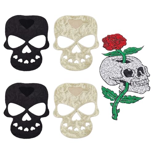 INFUNLY 1 Stück Pailletten Totenkopf Patches Rosen Totenkopf Pailletten Patch Schwarzer Totenkopf Bügel Pailletten Patch Applikation Zum Aufnähen Halloween Dekorativer Patch Pailletten Stoff Patches F INFUNLY 1 Stück Pailletten Totenkopf Patches Rosen Totenkopf Pailletten Patch Schwarzer Totenkopf Bügel Pailletten Patch Applikation Zum Aufnähen Halloween Dekorativer Patch Pailletten Stoff Patches F von INFUNLY