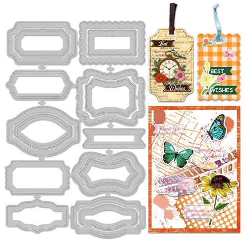 INFUNLY 16 Stück Etiketten Stanzformen 10 Formen Lesezeichen Stanzformen Zum Basteln von Karten Hängeetiketten Metall Stanzformen Bannerrahmen Prägeschablonen Vorlage Für DIY Scrapbooking Alben INFUNLY 16 Stück Etiketten Stanzformen 10 Formen Lesezeichen Stanzformen Zum Basteln von Karten Hängeetiketten Metall Stanzformen Bannerrahmen Prägeschablonen Vorlage Für DIY Scrapbooking Alben von INFUNLY