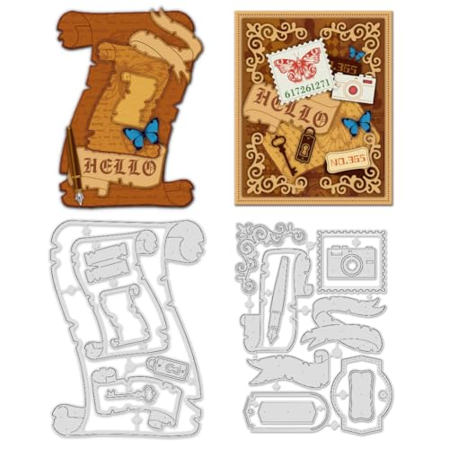 INFUNLY 18 Stück Vintage-Papier-Stanzformen für Kartenherstellung, Bandbordüre, Retro-Spitzenetikett, Metall-Stanzformen, Banner, Rahmen, Prägeschablone für DIY, Scrapbooking, Basteln, Album von INFUNLY