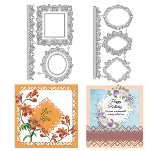 INFUNLY 2 STK Spitzenrand-Stanzformen Zum Kartenbasteln, Runde Und Quadratische Spitzenrahmen-Stanzungen, Spitzenrand-Stanzformen, Metall-Lesezeichen-Stanzformen Zum Kartenbasteln, DIY-Scrapbooking, A INFUNLY 2 STK Spitzenrand-Stanzformen Zum Kartenbasteln, Runde Und Quadratische Spitzenrahmen-Stanzungen, Spitzenrand-Stanzformen, Metall-Lesezeichen-Stanzformen Zum Kartenbasteln, DIY-Scrapbooking, A von INFUNLY