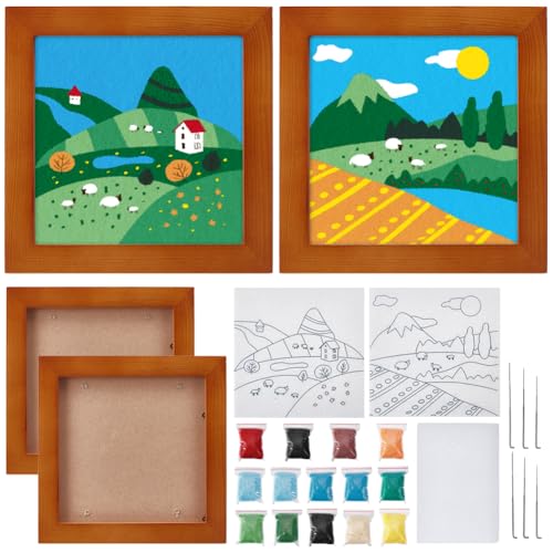 INFUNLY 2 Set DIY Grasland Nadelfilz Set Filz Fotorahmen Malset Für Anfänger Nadel Landschaftsfilzunterlage DIY Wollnadelfilz Starter Set Dekorativer Rahmen Mit Anleitung (Evtl. Nicht In Deutscher Spr INFUNLY 2 Set DIY Grasland Nadelfilz Set Filz Fotorahmen Malset Für Anfänger Nadel Landschaftsfilzunterlage DIY Wollnadelfilz Starter Set Dekorativer Rahmen Mit Anleitung (Evtl. Nicht In Deutscher Spr von INFUNLY