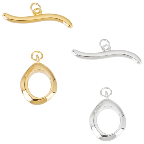 INFUNLY 2 Set Knebelverschlüsse 925 Stück Sterling-Silber OT-Armbandverschlüsse Verstellbarer Schmuckverschluss Ring-Knebelverbinder T-Stab-Endverschlüsse Gold + Silber Für Die Herstellung von DIY-Hal INFUNLY 2 Set Knebelverschlüsse 925 Stück Sterling-Silber OT-Armbandverschlüsse Verstellbarer Schmuckverschluss Ring-Knebelverbinder T-Stab-Endverschlüsse Gold + Silber Für Die Herstellung von DIY-Hal von INFUNLY