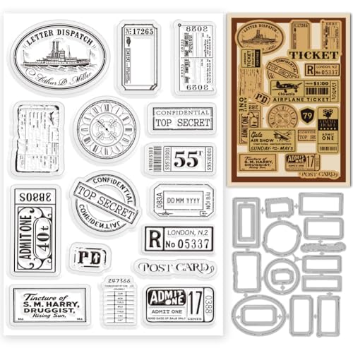 INFUNLY 2 Set Vintage-Tickets, transparente Stempel und Stanzformen, Flugzeug-Quittungen, Stempel und Stanzformen, Retro-Stempel, Etiketten, Silikon-Stempel, Bordüren, Prägeschablone für INFUNLY 2 Set Vintage-Tickets, transparente Stempel und Stanzformen, Flugzeug-Quittungen, Stempel und Stanzformen, Retro-Stempel, Etiketten, Silikon-Stempel, Bordüren, Prägeschablone für von INFUNLY