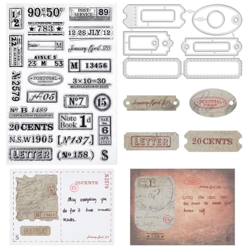 INFUNLY 2 Stück Stempel Und Stanzformen Für Die Kartenherstellung Vintage-Nummern Klare Stempel Post Metall-Stanzform Wiederverwendbar Datumscode Briefmarken-Stanzset Zum Prägen Album DIY Basteln von INFUNLY