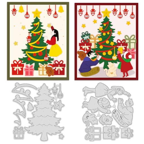 INFUNLY 2 Stück Weihnachts Metallstanzform Für Kartengestaltung Familiendekoration Weihnachts Stanzform Katze/Hund Metall Stanzformen Weihnachtsbaum Hintergrund Prägeschablonen Für DIY Scrapbooking Al INFUNLY 2 Stück Weihnachts Metallstanzform Für Kartengestaltung Familiendekoration Weihnachts Stanzform Katze/Hund Metall Stanzformen Weihnachtsbaum Hintergrund Prägeschablonen Für DIY Scrapbooking Al von INFUNLY