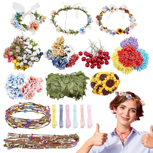 INFUNLY 20 Set DIY Flower Crowns Making Kit Handmade Floral Crown Garland Kit Machen Sie Ihren Eigenen Blumenkranz Haarschmuck Geschenk Für Mädchen/Teenager/Frauen INFUNLY 20 Set DIY Flower Crowns Making Kit Handmade Floral Crown Garland Kit Machen Sie Ihren Eigenen Blumenkranz Haarschmuck Geschenk Für Mädchen/Teenager/Frauen von INFUNLY