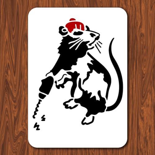 INFUNLY 29.7x21 cm/11.6 x 8.2 Zoll Banksy-Malschablone Mit Der Aufschrift „Eine Maus Bohrt Ein Loch“, Wiederverwendbare Banksy-Straßen-Draffiti-Schablone, Banksy-Stil-Muster-Kunstschablone Zum Malen A INFUNLY 29.7x21 cm/11.6 x 8.2 Zoll Banksy-Malschablone Mit Der Aufschrift „Eine Maus Bohrt Ein Loch“, Wiederverwendbare Banksy-Straßen-Draffiti-Schablone, Banksy-Stil-Muster-Kunstschablone Zum Malen A von INFUNLY