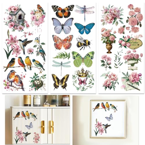 INFUNLY 3 Blatt Blumen Abziehbilder Zum Basteln 6x12" Schmetterlinge Möbel Abziehbilder Zum Aufreiben Vintage Blumen Abziehbilder Zum Aufreiben Wasserfest Für Holz Glas Scrapbook DIY Papier Heimdekora INFUNLY 3 Blatt Blumen Abziehbilder Zum Basteln 6x12" Schmetterlinge Möbel Abziehbilder Zum Aufreiben Vintage Blumen Abziehbilder Zum Aufreiben Wasserfest Für Holz Glas Scrapbook DIY Papier Heimdekora von INFUNLY