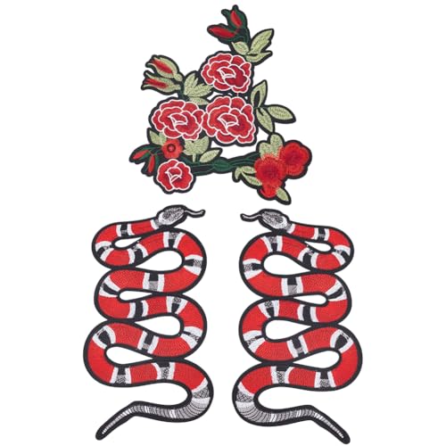 INFUNLY 3 Stück Aufnäher Mit Schlange Und Blume Zum Aufbügeln Coole Rot Schwarze Schlange Bestickte Applikation Rote Rose Aufnäher Tier DIY Bestickte Aufnäher für Kleidung Jacken Hüte Taschen Zubehör INFUNLY 3 Stück Aufnäher Mit Schlange Und Blume Zum Aufbügeln Coole Rot Schwarze Schlange Bestickte Applikation Rote Rose Aufnäher Tier DIY Bestickte Aufnäher für Kleidung Jacken Hüte Taschen Zubehör von INFUNLY