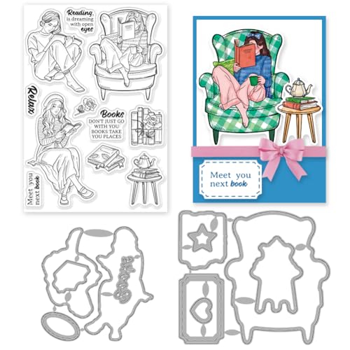 INFUNLY 3 Stück Bücher Transparente Stempel Und Stanzformen Frauen Lesen Auf Dem Sofa Stempel Etikett Stanzform Blumen-Teekanne Transparente Stempel Herz-Sofa-Stanzformen Schablone Für Kartenherstell INFUNLY 3 Stück Bücher Transparente Stempel Und Stanzformen Frauen Lesen Auf Dem Sofa Stempel Etikett Stanzform Blumen-Teekanne Transparente Stempel Herz-Sofa-Stanzformen Schablone Für Kartenherstell von INFUNLY