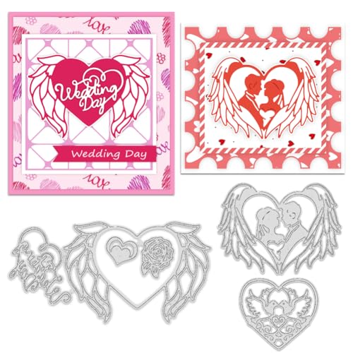 INFUNLY 3 Stück Stanzformen Mit Herz-Flügeln Zum Basteln von Karten, Metall-Stanzformen Mit Liebesblumen, Hochzeitstagswörtern, Metall-Stanzformen, Hochzeitskuss-Stanzformen Für DIY-Scrapbooking, Hoch INFUNLY 3 Stück Stanzformen Mit Herz-Flügeln Zum Basteln von Karten, Metall-Stanzformen Mit Liebesblumen, Hochzeitstagswörtern, Metall-Stanzformen, Hochzeitskuss-Stanzformen Für DIY-Scrapbooking, Hoch von INFUNLY