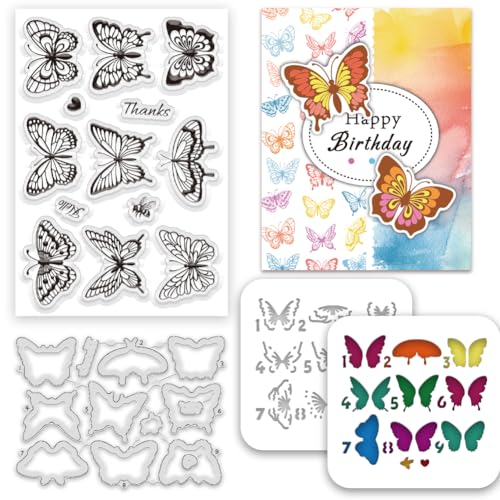 INFUNLY 3 Stück Transparente Schmetterlingsstempel Und Stanzformen Zum Gestalten von Karten. Mehrschichtige DIY Schmetterlings Metallstanzungen. Schmetterlings Malschablone. Schmetterlings Transparent INFUNLY 3 Stück Transparente Schmetterlingsstempel Und Stanzformen Zum Gestalten von Karten. Mehrschichtige DIY Schmetterlings Metallstanzungen. Schmetterlings Malschablone. Schmetterlings Transparent von INFUNLY