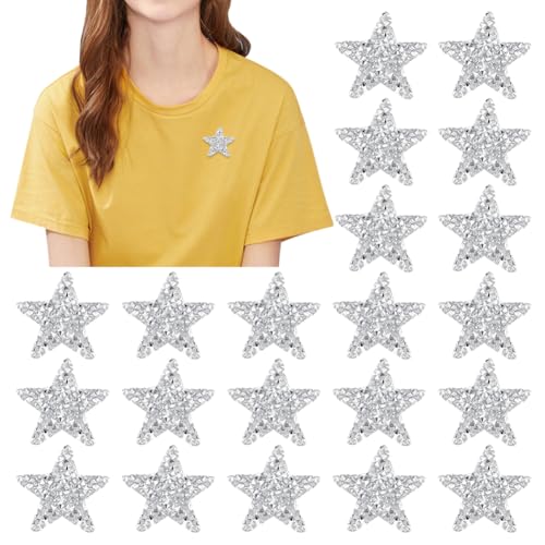 INFUNLY 30 Stück Stern-Strass-Flicken Zum Aufbügeln, Aufnäher Mit Selbstklebenden Bling-Stern-Kristallen, Aufnäher Für Schuhe, Taschen, Hüte, Kleidung, Reparatur, Dekoration, DIY-Zubehör von INFUNLY