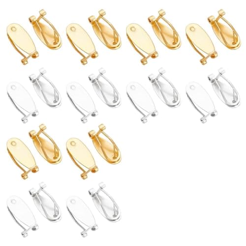 INFUNLY 32 Stück Ohrring Clips Ohrstecker Rückseite Aus Messing + Silber Ohrstecker Rohling Mit Flachen Pad Pfosten Flache Rückseite Stopper Für DIY Schmuckherstellung Ohrringe Durchbohrte Schmuckstüc von INFUNLY