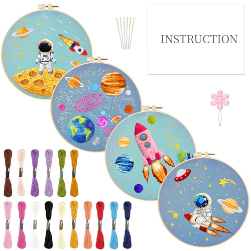 INFUNLY 4 Set Astronauten Sticksets für Anfänger Weltraum Kreuzstich Sets Mit Anleitung Raketen Stick Starter Sets für Erwachsene DIY Stick Nadelspitzen Sets Handgefertigte Näh Und Bastelsets INFUNLY 4 Set Astronauten Sticksets für Anfänger Weltraum Kreuzstich Sets Mit Anleitung Raketen Stick Starter Sets für Erwachsene DIY Stick Nadelspitzen Sets Handgefertigte Näh Und Bastelsets von INFUNLY