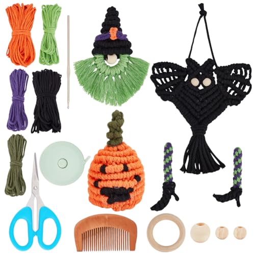 INFUNLY 4 Set Halloween DIY Makramee Set Kürbis Makramee Ornament Gnom Makramee Hängeset DIY Set Für Anfänger Schwarze Fledermaus Makramee Wandbehang Mit Anleitung Halloween Party Heimdeko Taschenanhä INFUNLY 4 Set Halloween DIY Makramee Set Kürbis Makramee Ornament Gnom Makramee Hängeset DIY Set Für Anfänger Schwarze Fledermaus Makramee Wandbehang Mit Anleitung Halloween Party Heimdeko Taschenanhä von INFUNLY
