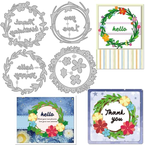 INFUNLY 4 Stück/Set Kranz-Stanzformen Frühlingsblume Metall-Stanzformen Olivenblatt Kreisrahmen Stanzformen Wort „Danke“ Stanzschablone Für Kartengestaltung DIY Scrapbooking Foto-Dekor INFUNLY 4 Stück/Set Kranz-Stanzformen Frühlingsblume Metall-Stanzformen Olivenblatt Kreisrahmen Stanzformen Wort „Danke“ Stanzschablone Für Kartengestaltung DIY Scrapbooking Foto-Dekor von INFUNLY