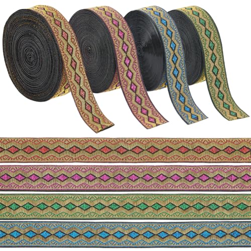INFUNLY 4 Stück 7.7 Yard Vintage Jacquardband 0.78" breit Boho Bestickte Jacquardborte Ethnisches Nähen Gewebtes Band Blumenbesatz Fransendekor Für Ramadan Nähen Kleidung Tasche Vorhang Verzierung INFUNLY 4 Stück 7.7 Yard Vintage Jacquardband 0.78" breit Boho Bestickte Jacquardborte Ethnisches Nähen Gewebtes Band Blumenbesatz Fransendekor Für Ramadan Nähen Kleidung Tasche Vorhang Verzierung von INFUNLY