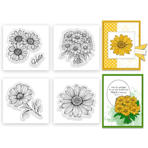 INFUNLY 4 Stück Gänseblümchen Klarstempel Mini Blumen Gummistempel Für Kartenherstellung 2.16×2.16 Zoll Blumen Klarstempel Blumen Silikon Transparentstempel Für Dekoration Und DIY Scrapbooking INFUNLY 4 Stück Gänseblümchen Klarstempel Mini Blumen Gummistempel Für Kartenherstellung 2.16×2.16 Zoll Blumen Klarstempel Blumen Silikon Transparentstempel Für Dekoration Und DIY Scrapbooking von INFUNLY