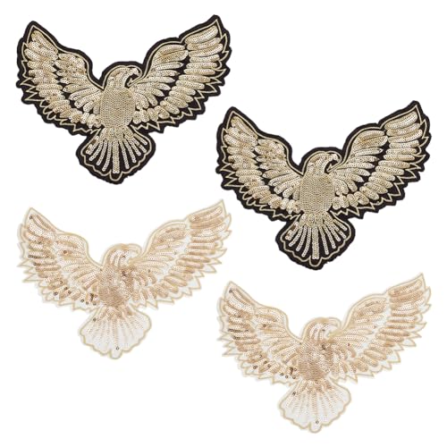 INFUNLY 4 Stück Goldene Adler-Pailletten-Applikation, Bestickt, Zum Aufbügeln, 2 Stile, Tier-Pailletten-Aufnäher, Verzierungen, DIY-Patch, Pailletten-Applikation Für T-Shirts, Kleidung, Jeans, Jacken, INFUNLY 4 Stück Goldene Adler-Pailletten-Applikation, Bestickt, Zum Aufbügeln, 2 Stile, Tier-Pailletten-Aufnäher, Verzierungen, DIY-Patch, Pailletten-Applikation Für T-Shirts, Kleidung, Jeans, Jacken, von INFUNLY
