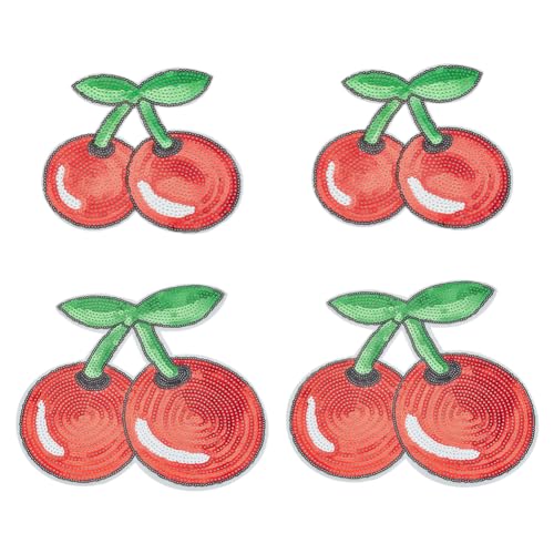 INFUNLY 4 Stück Kirsch-Pailletten-Aufnäher Zum Aufbügeln, 2 Stile, Rote Kristall-Pailletten-Applikationen, Bestickte Aufnäher, Pailletten-Stoffflicken Für Kleidung, Jeans, Jacken, Handtaschen, Schuhe, INFUNLY 4 Stück Kirsch-Pailletten-Aufnäher Zum Aufbügeln, 2 Stile, Rote Kristall-Pailletten-Applikationen, Bestickte Aufnäher, Pailletten-Stoffflicken Für Kleidung, Jeans, Jacken, Handtaschen, Schuhe, von INFUNLY