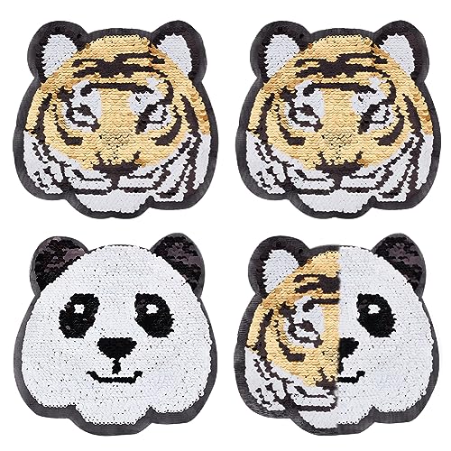 INFUNLY 4 Stück Panda-Tiger-Pailletten-ApplikationsflickenWendbarBesticktZum AufnähenMit PerlenUmdrehbarDIY-Bling-Applikationen Für KleidungT-ShirtJeansJackeSweatshirtKissenHandtasche INFUNLY 4 Stück Panda-Tiger-Pailletten-ApplikationsflickenWendbarBesticktZum AufnähenMit PerlenUmdrehbarDIY-Bling-Applikationen Für KleidungT-ShirtJeansJackeSweatshirtKissenHandtasche von INFUNLY